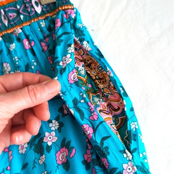 NWT Umgee Mixed Print Floral Tiered Palazzo Pants w/ Pockets Women's Siz… - Picture 4 of 9